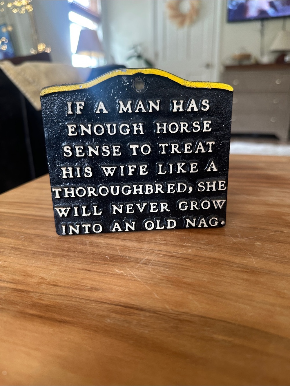 Black and Yellow Vintage-Style Wall Plaque 4.25 x 5” metal